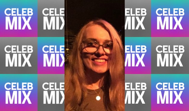 CelebMix logo background with Writer Laura Klonowski