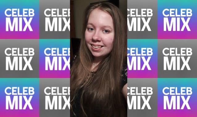 CelebMix logo background with Writer Nicola Craig