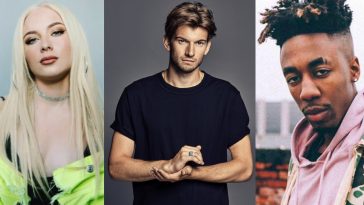 A collage of the artists behind the song "Fuck This Place Up", Wiktoria on the left, HAYES in the middle, and Famous Dex on the right