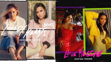 Single artworks to both JoJo collaborations, the "Lonely Hearts" remix on the left and the Tinashe feature on the right.