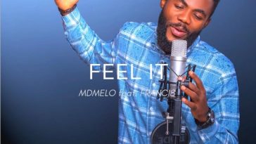 Album cover artwork of "Feel It" by MDMelo featuring Francis which sees Francis wearing a blue-checked shirt singing into a microphone with a blue background.
