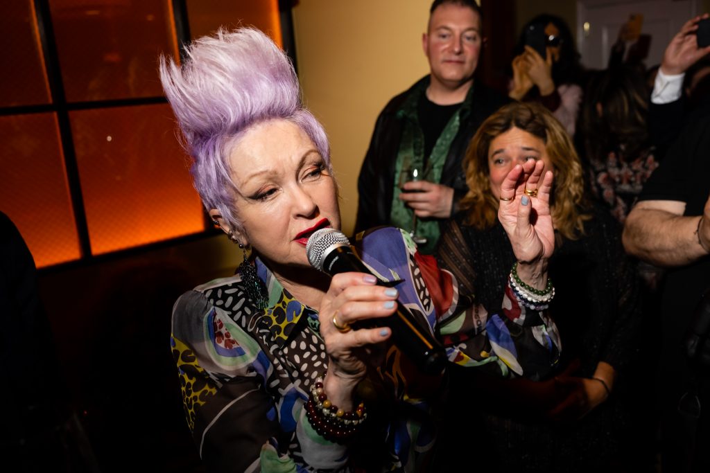 Cyndi Lauper performing at her premiere event for her Tribeca Film Festival film "Let The Canary Sing".